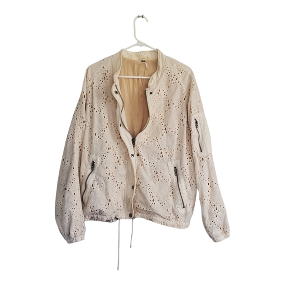 Free People Jackets & Blazers - Free People Eyelet Bomber Jacket, Size Large